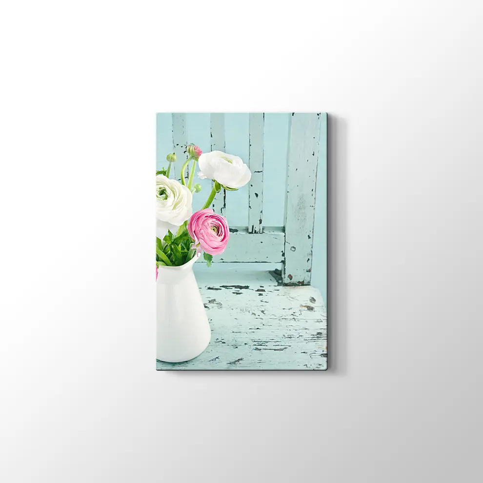Vazoda Renkli Güller Kanvas Tablo