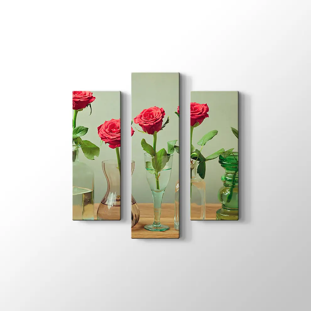 Vazolarda Güller Kanvas Tablo