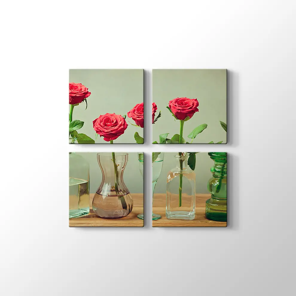 Vazolarda Güller Kanvas Tablo