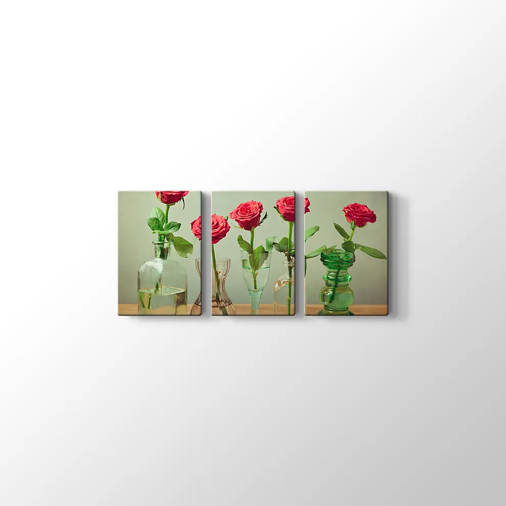 Vazolarda Güller Kanvas Tablo