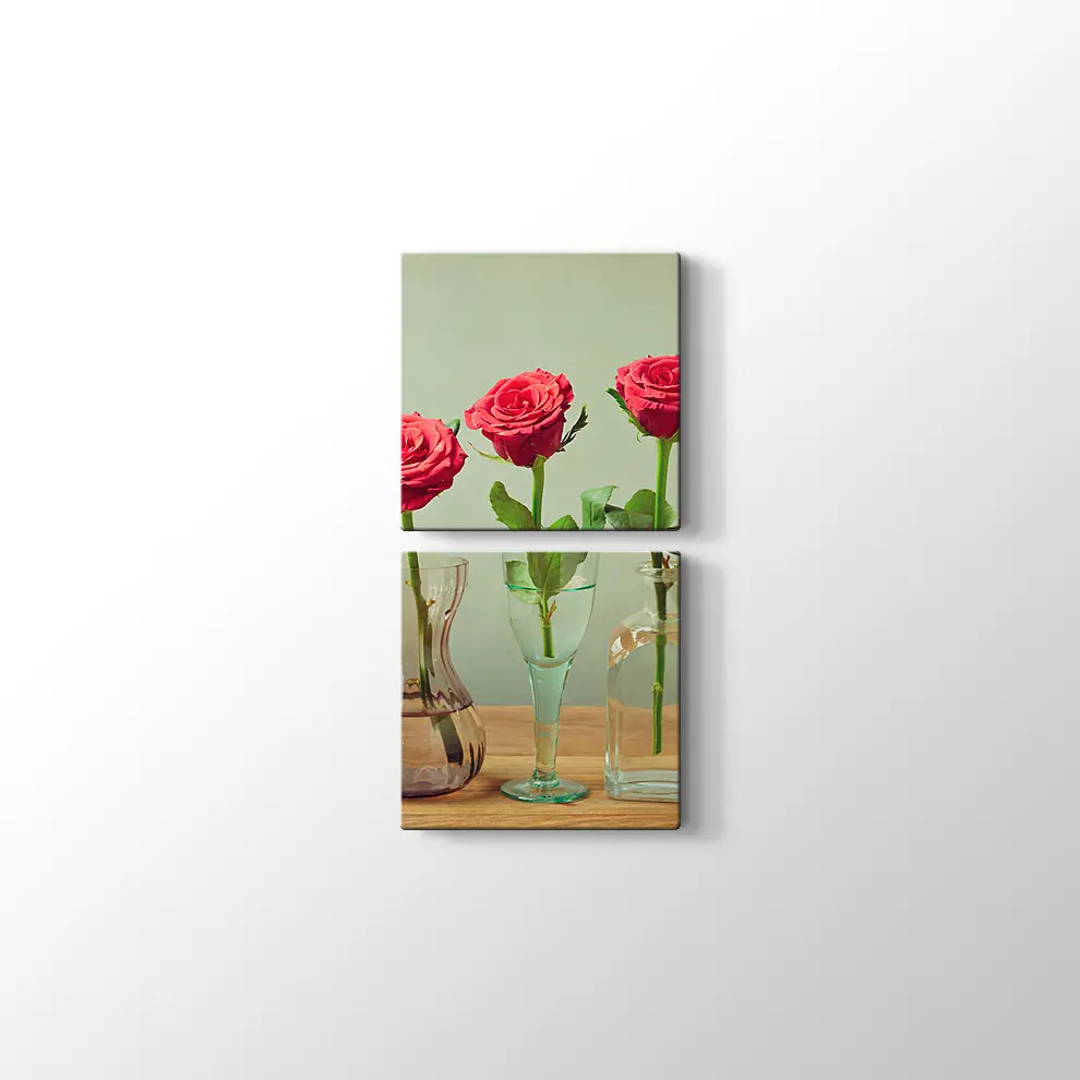 Vazolarda Güller Kanvas Tablo