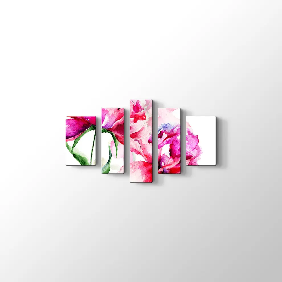 Pembe Çiçekler Kanvas Tablo