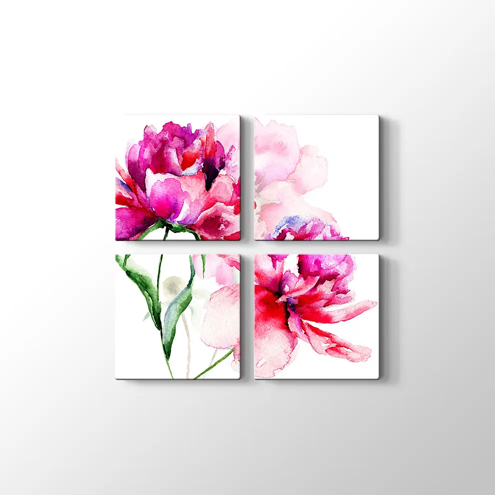 Pembe Çiçekler Kanvas Tablo