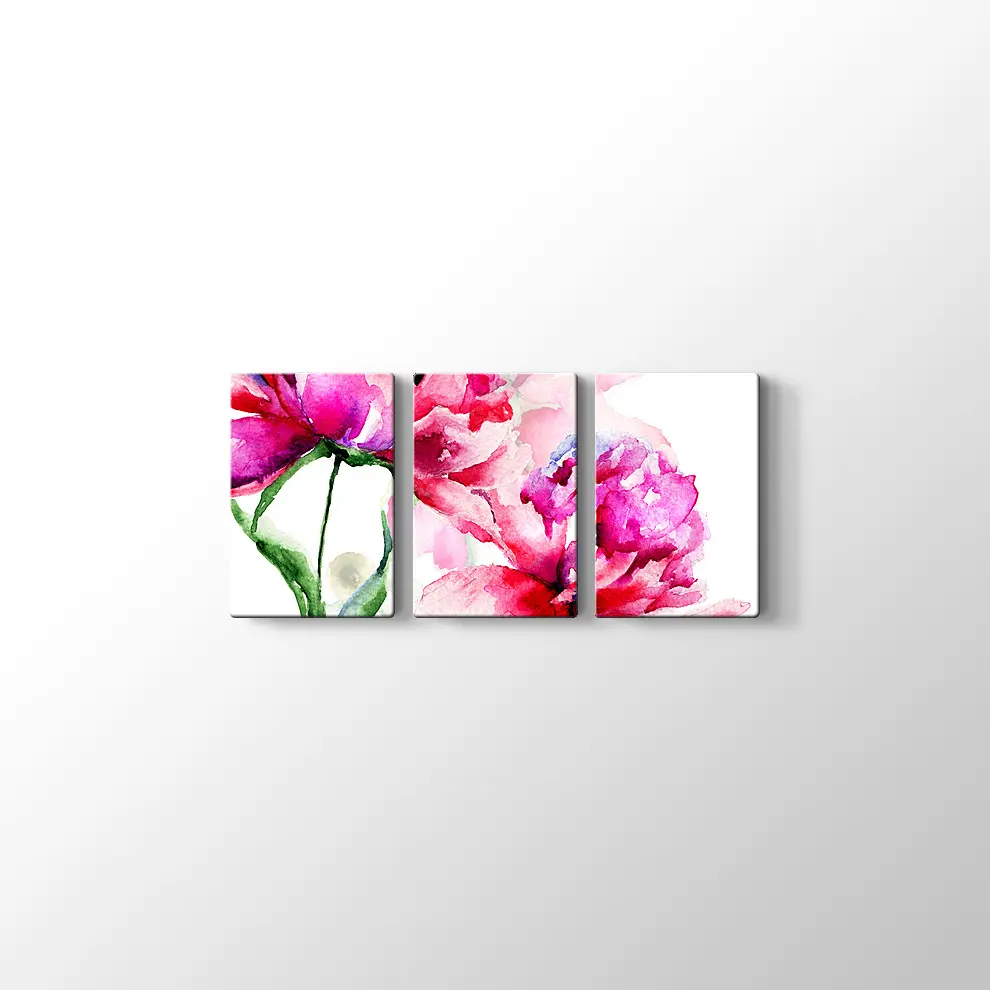 Pembe Çiçekler Kanvas Tablo