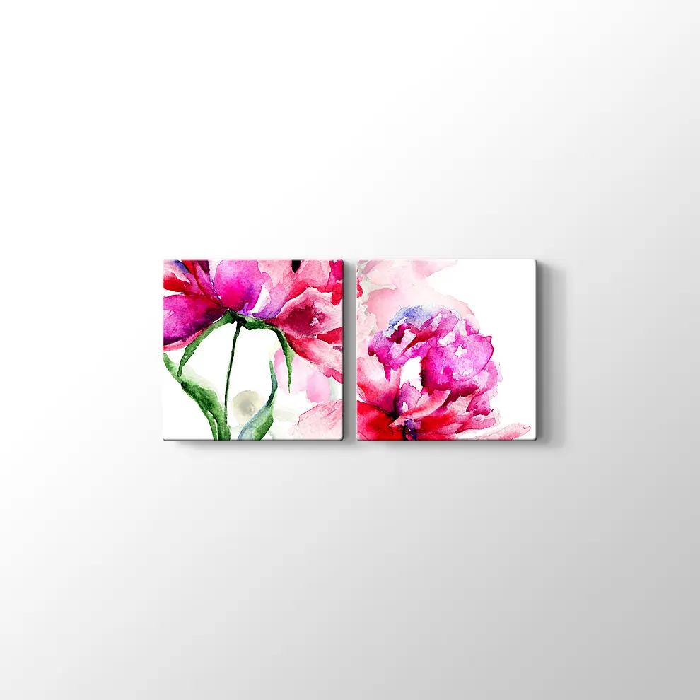 Pembe Çiçekler Kanvas Tablo