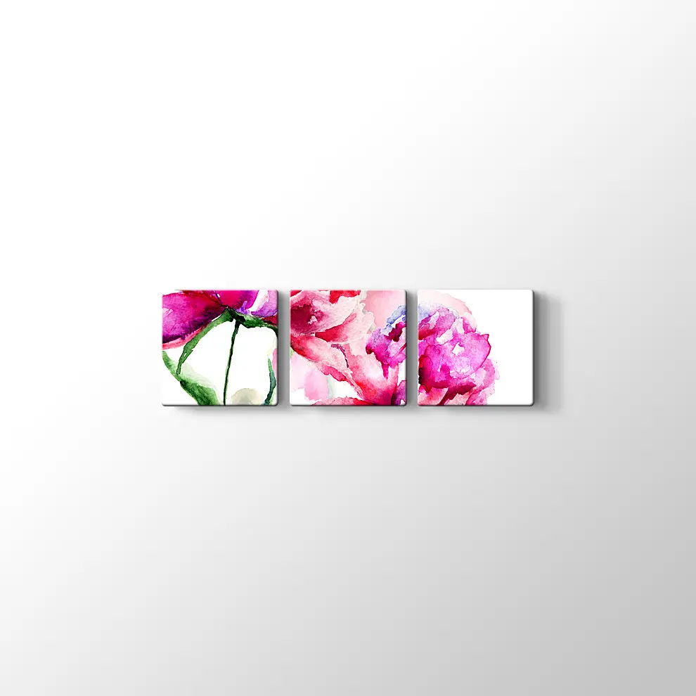 Pembe Çiçekler Kanvas Tablo