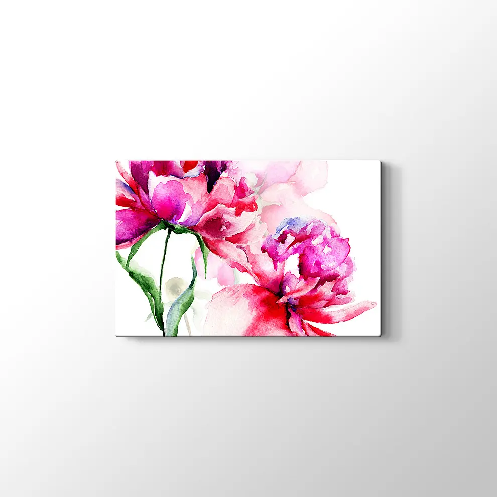 Pembe Çiçekler Kanvas Tablo