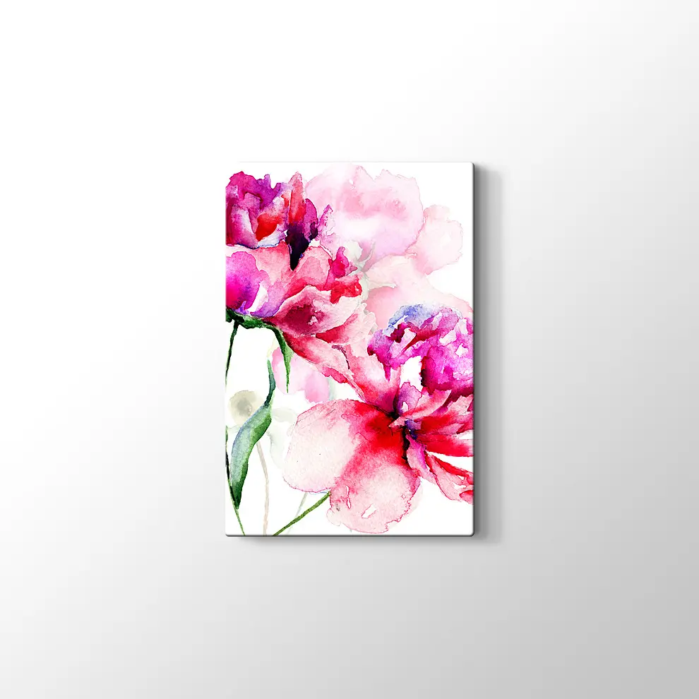 Pembe Çiçekler Kanvas Tablo