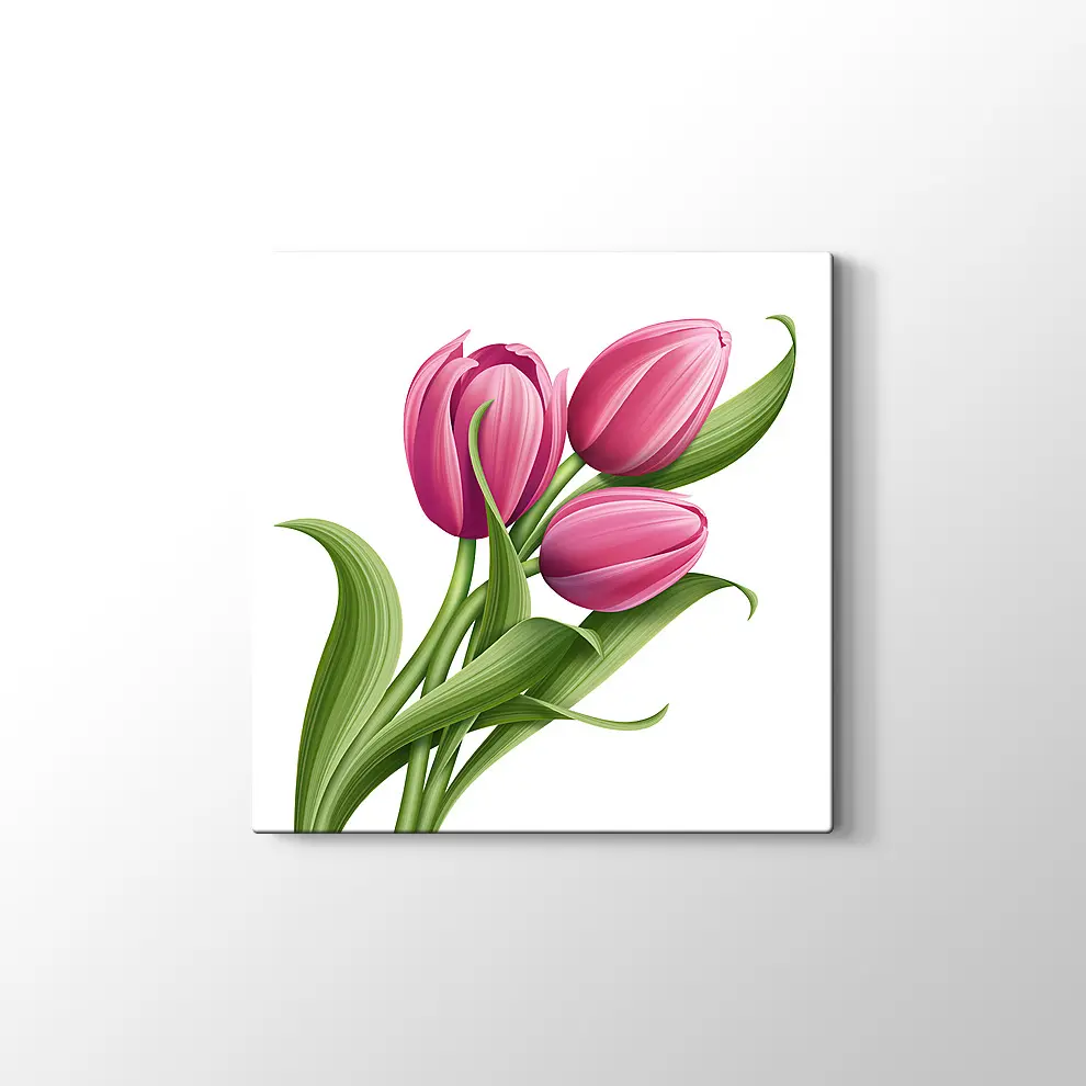 Pembe Lale Kanvas Tablo