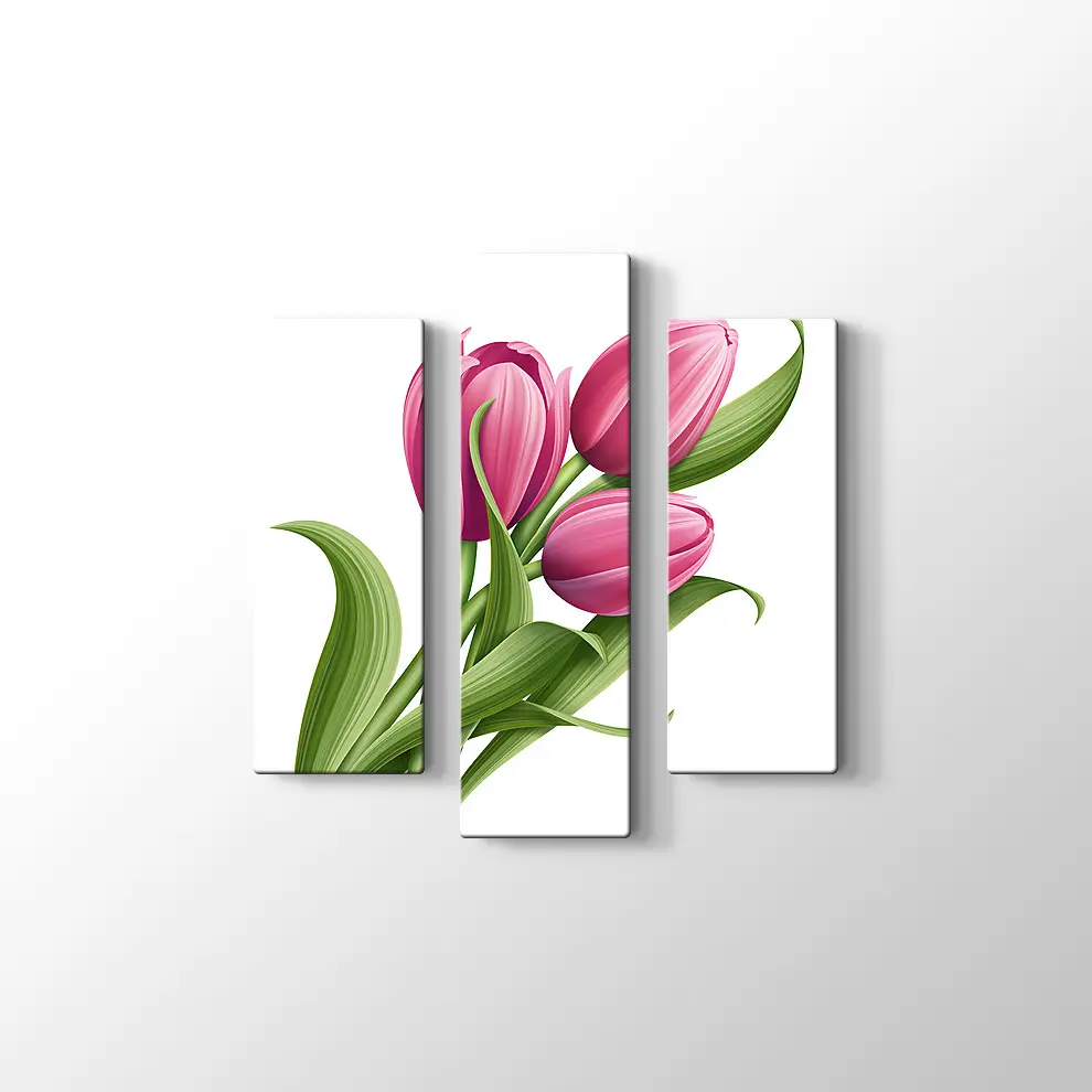 Pembe Lale Kanvas Tablo