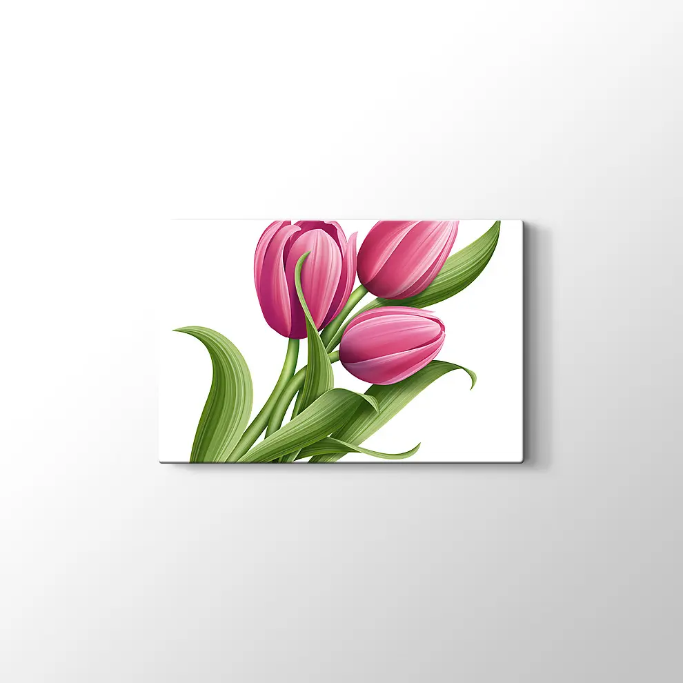 Pembe Lale Kanvas Tablo