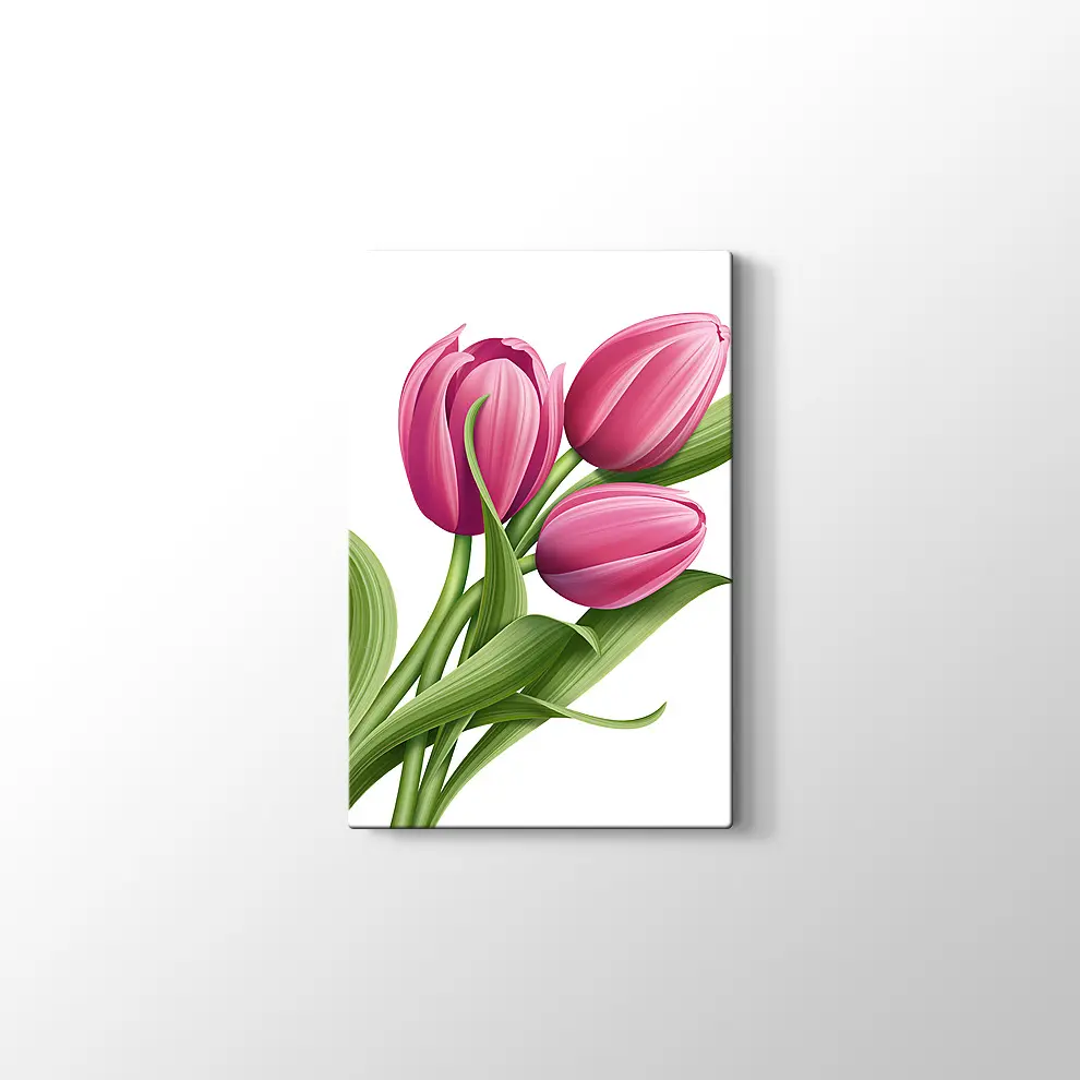 Pembe Lale Kanvas Tablo