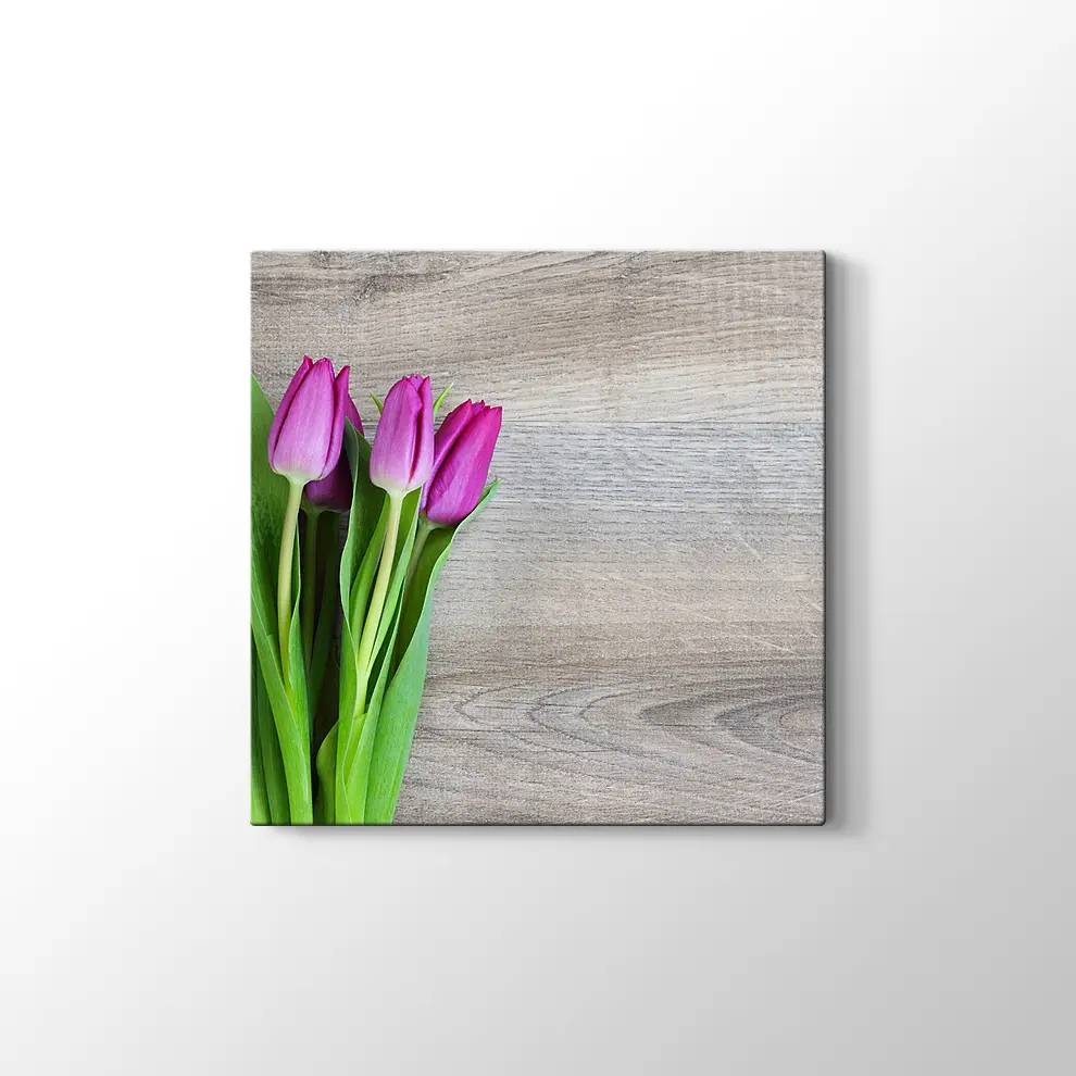 Pembe Lale Buketi Kanvas Tablo
