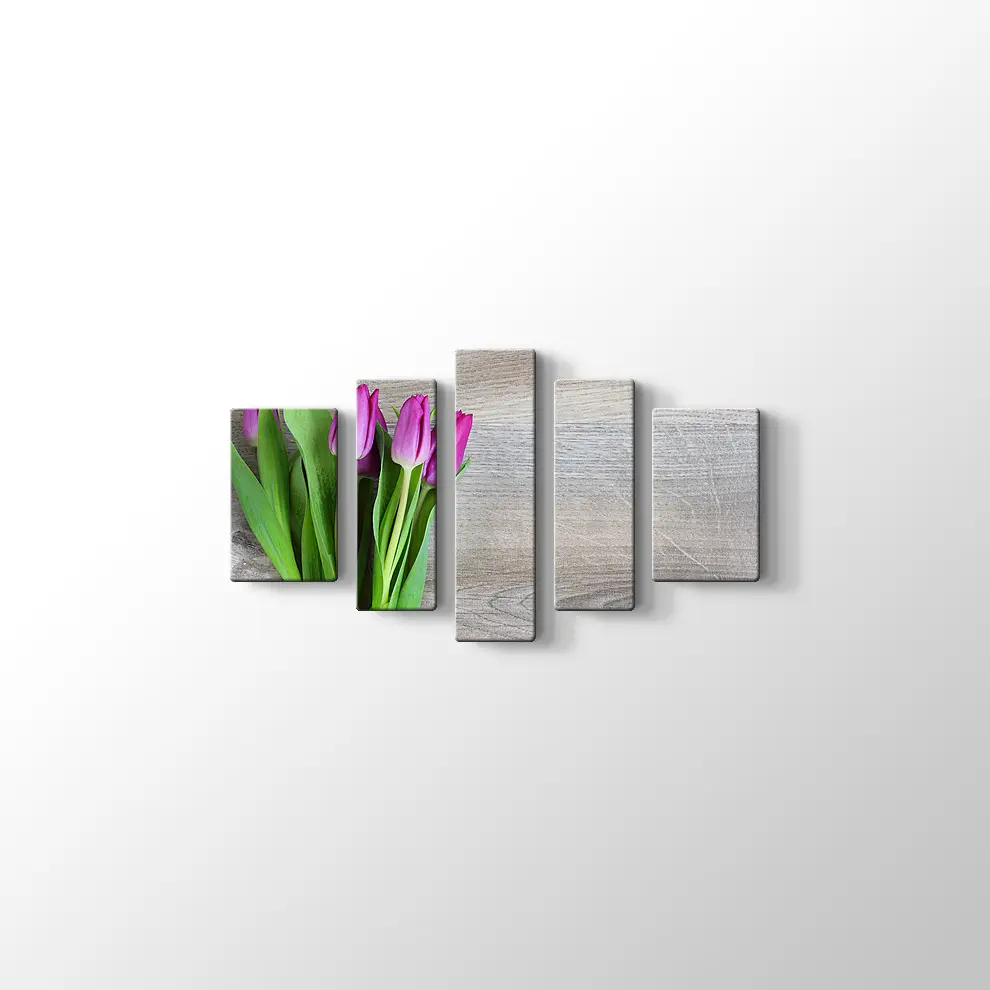 Pembe Lale Buketi Kanvas Tablo