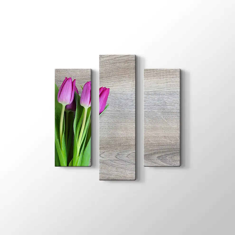 Pembe Lale Buketi Kanvas Tablo