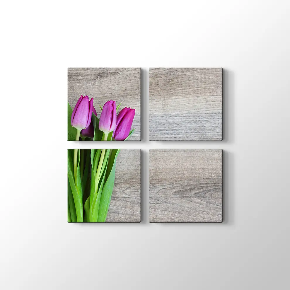 Pembe Lale Buketi Kanvas Tablo