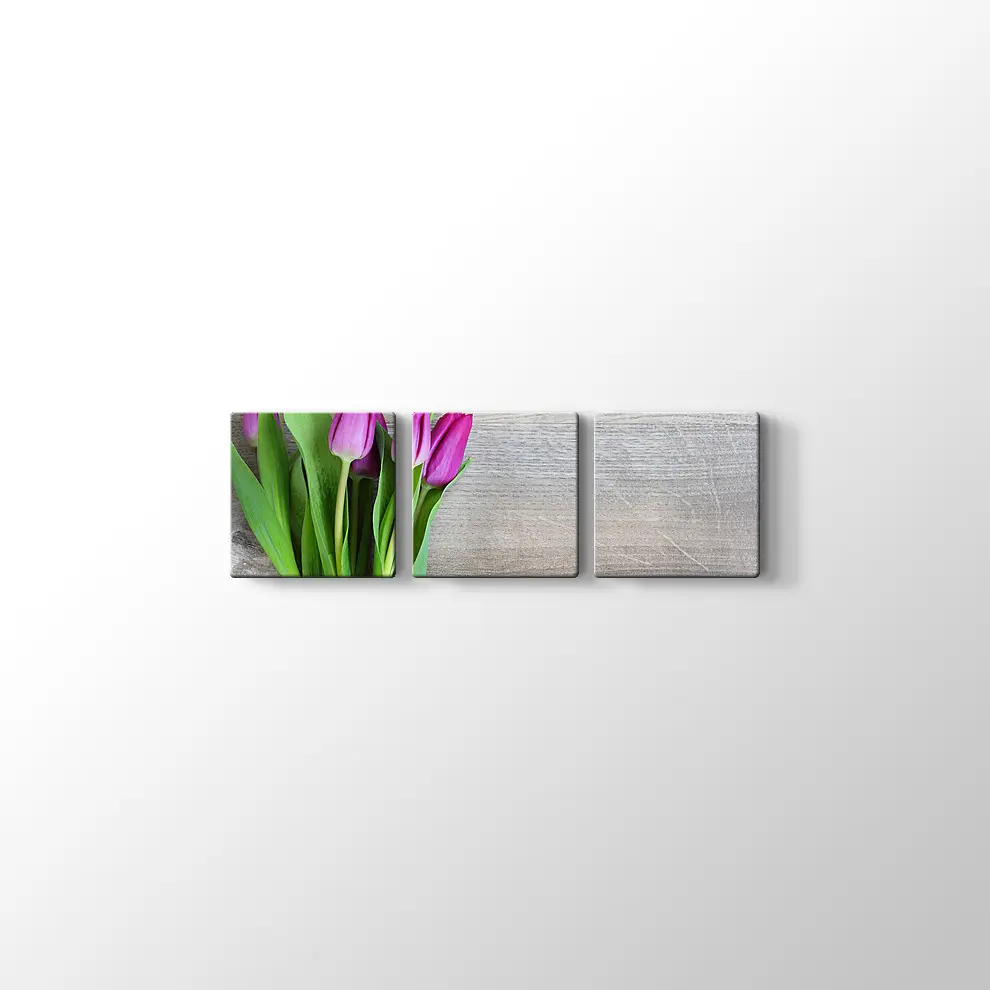 Pembe Lale Buketi Kanvas Tablo