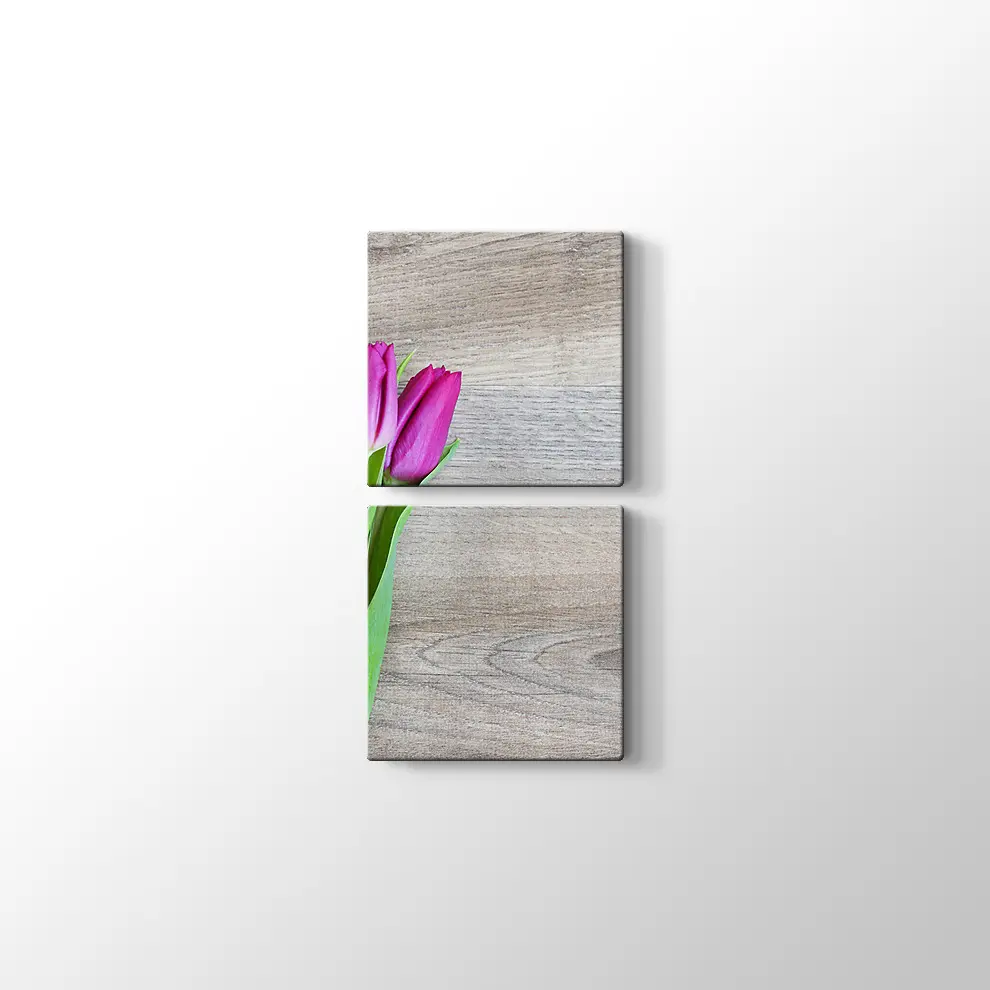 Pembe Lale Buketi Kanvas Tablo