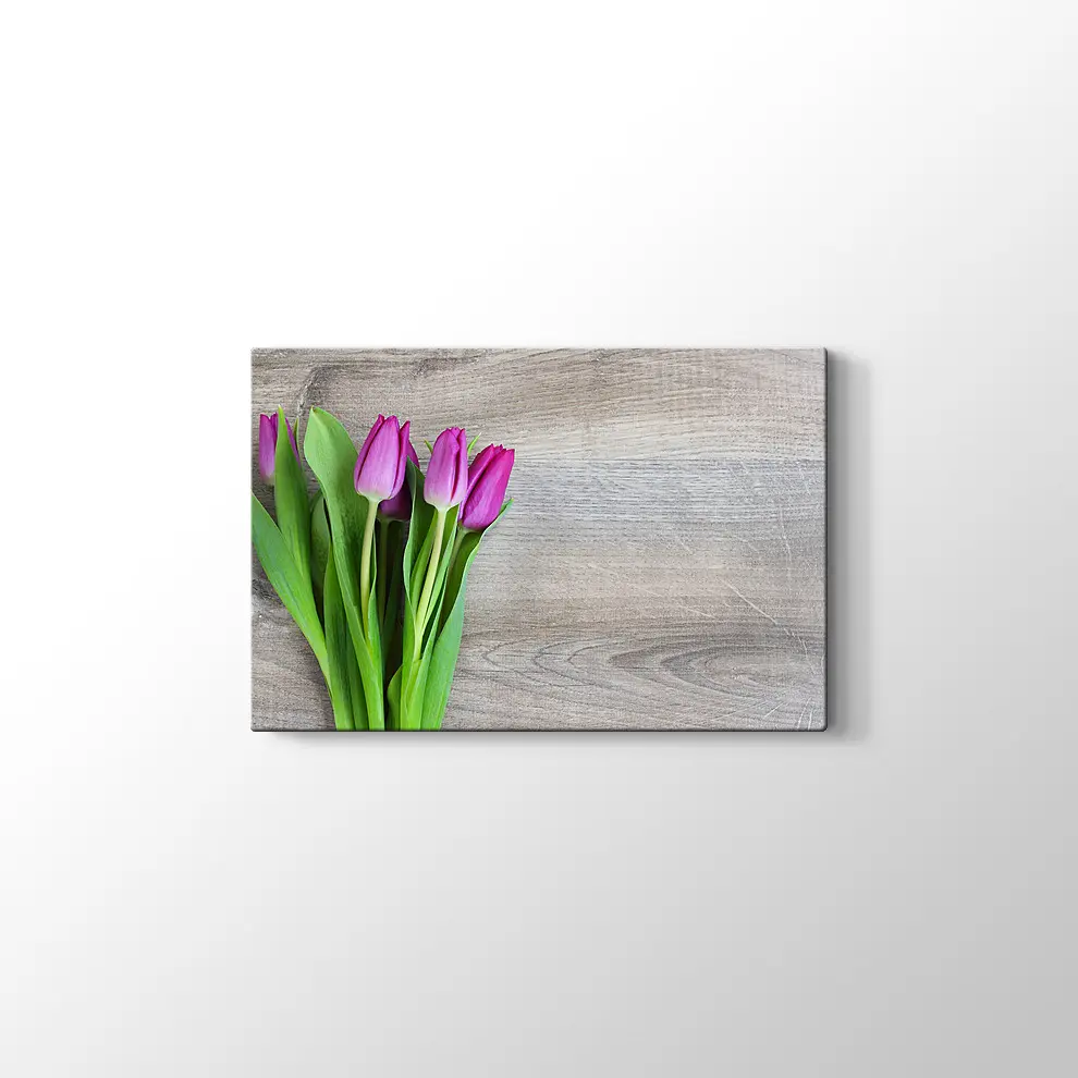 Pembe Lale Buketi Kanvas Tablo