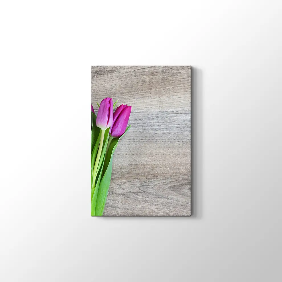Pembe Lale Buketi Kanvas Tablo