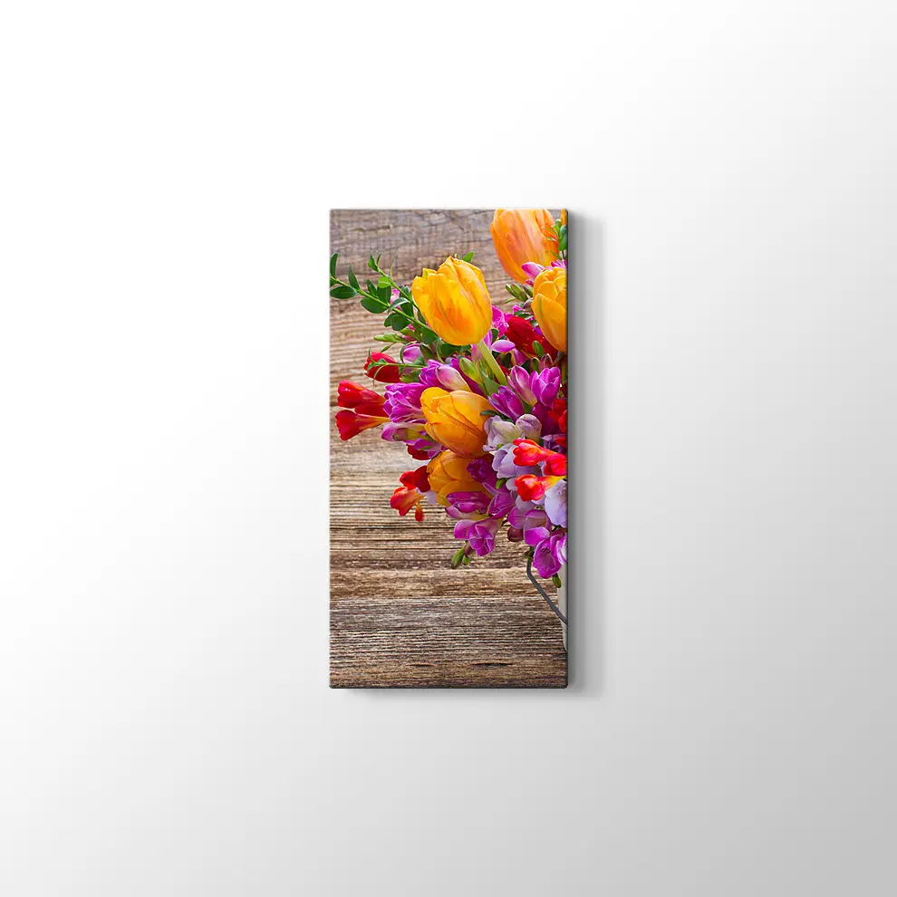 Vazoda renkli Çiçekler Kanvas Tablo