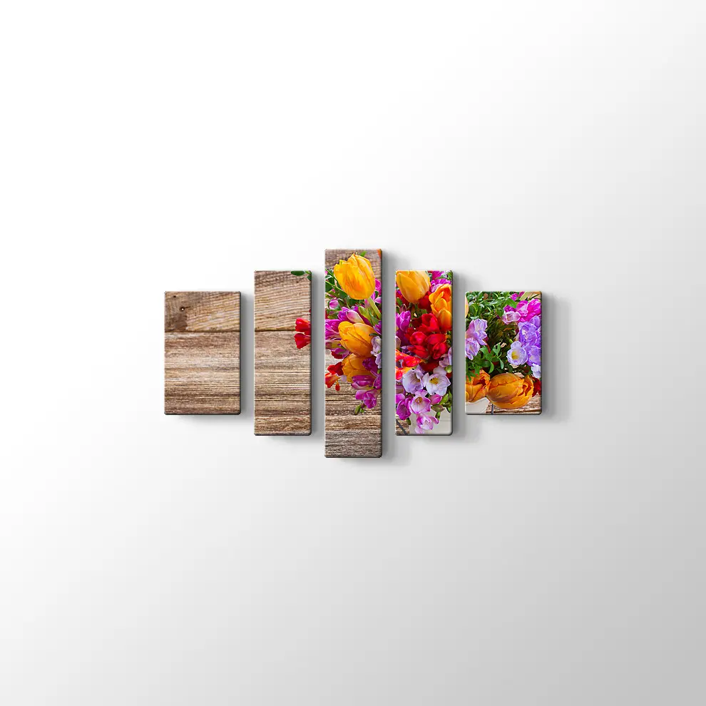 Vazoda renkli Çiçekler Kanvas Tablo