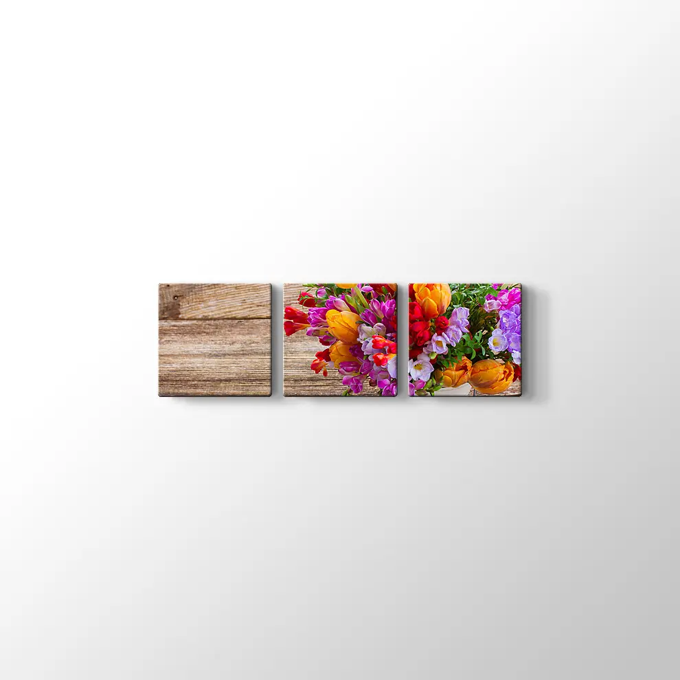 Vazoda renkli Çiçekler Kanvas Tablo