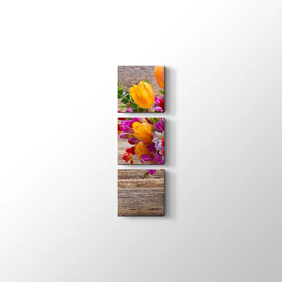 Vazoda renkli Çiçekler Kanvas Tablo