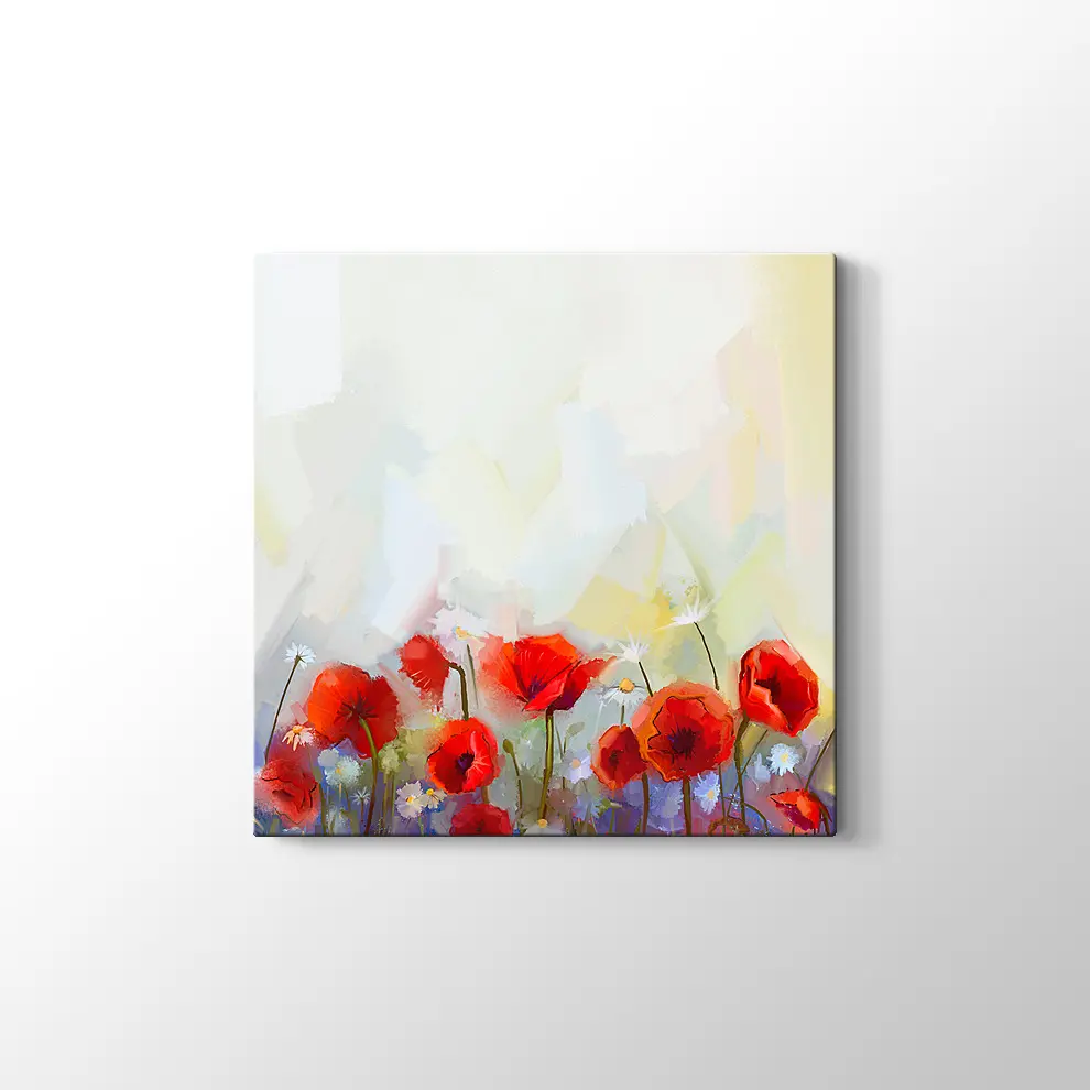 Suluboya Gelincikler Kanvas Tablo
