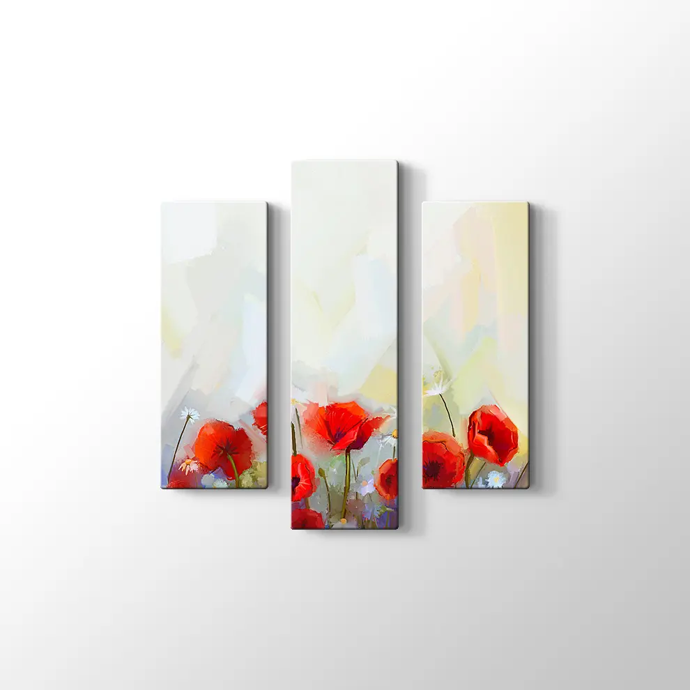 Suluboya Gelincikler Kanvas Tablo