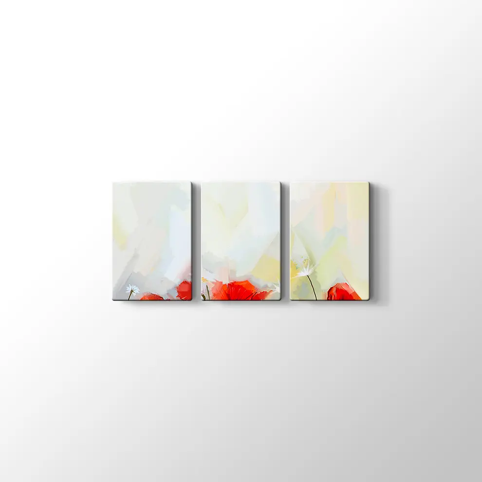 Suluboya Gelincikler Kanvas Tablo