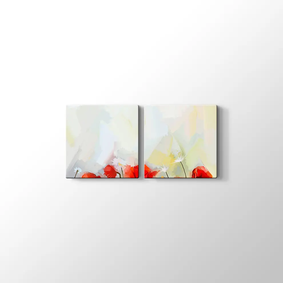 Suluboya Gelincikler Kanvas Tablo