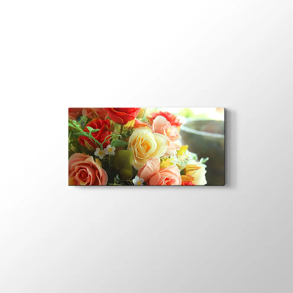 Rengarenk Güller Kanvas Tablo