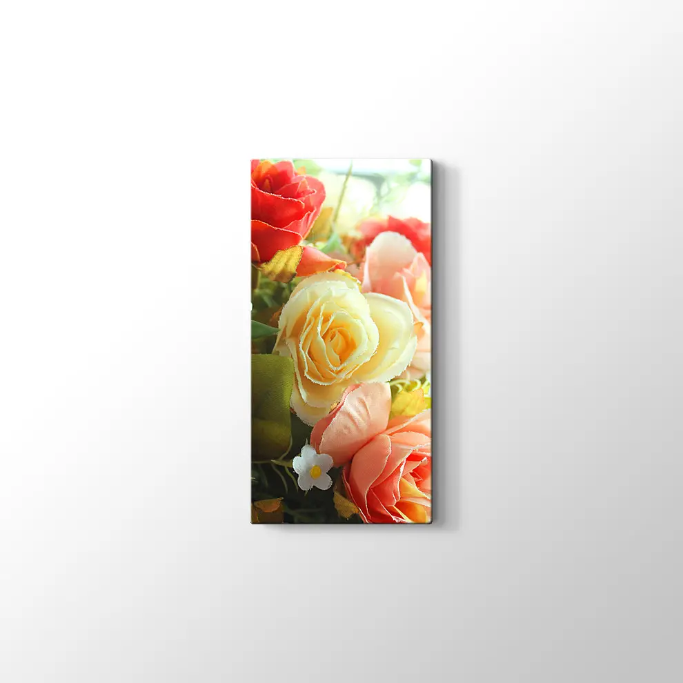 Rengarenk Güller Kanvas Tablo