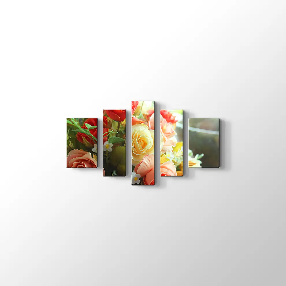 Rengarenk Güller Kanvas Tablo