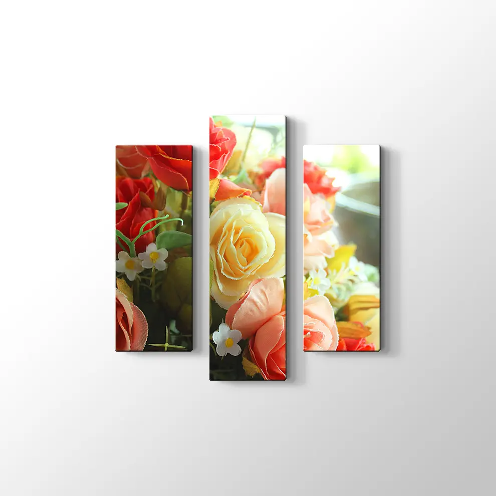 Rengarenk Güller Kanvas Tablo