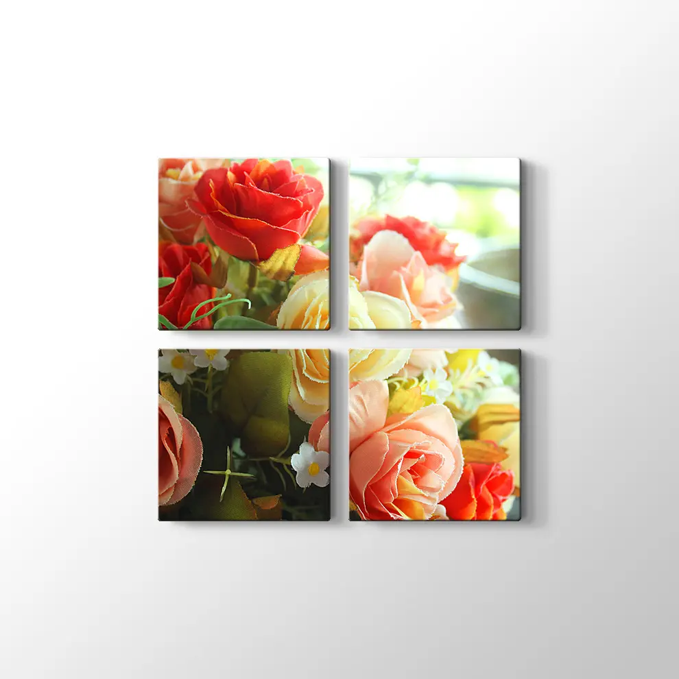 Rengarenk Güller Kanvas Tablo