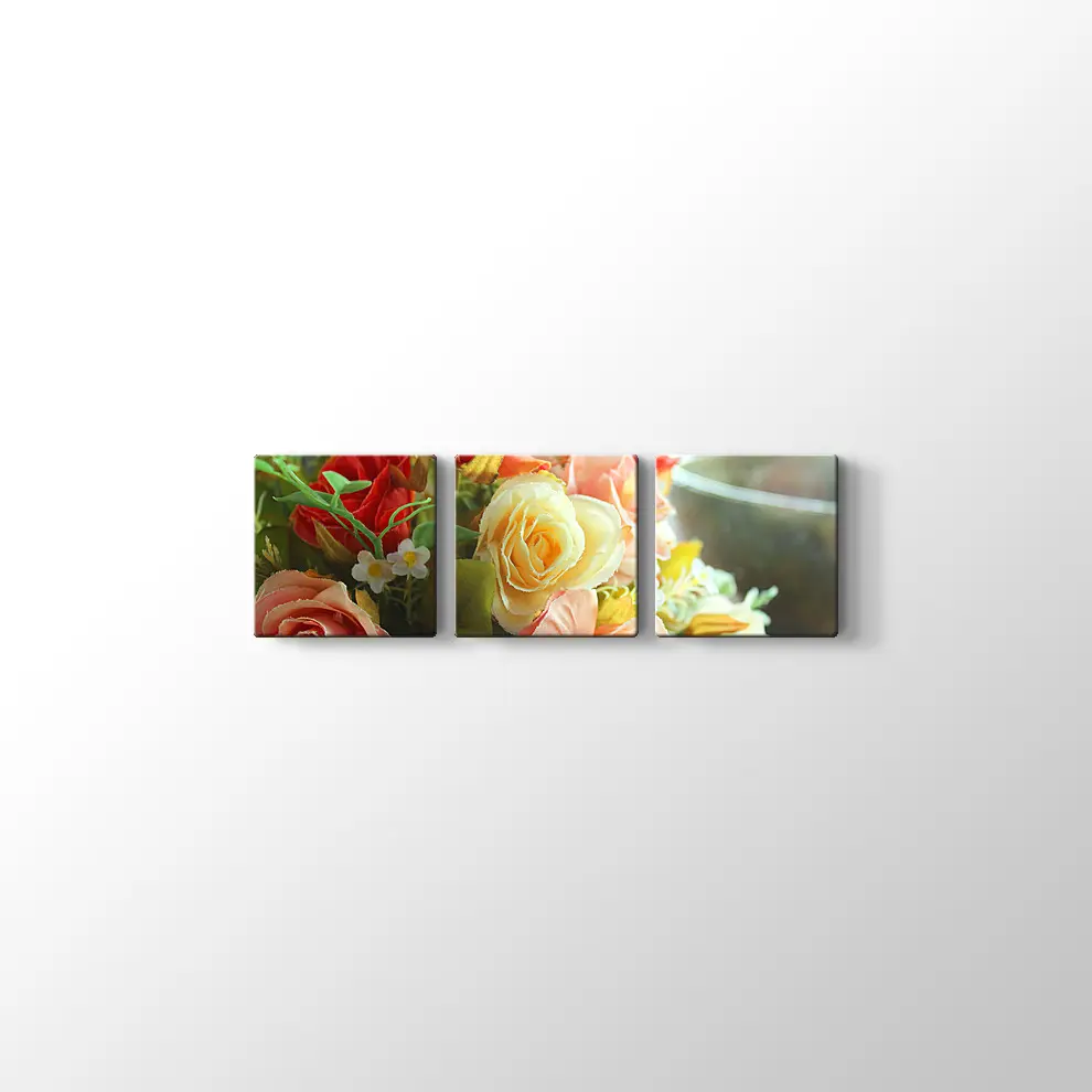 Rengarenk Güller Kanvas Tablo