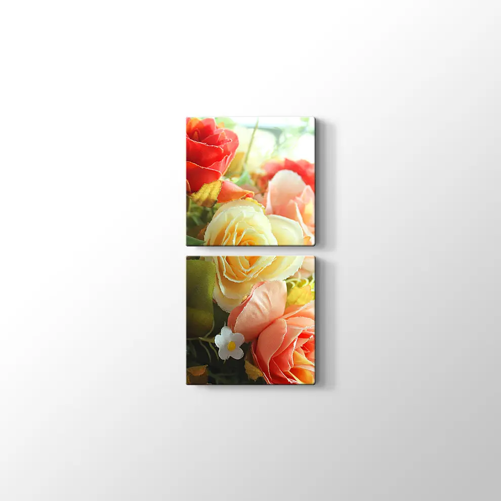 Rengarenk Güller Kanvas Tablo