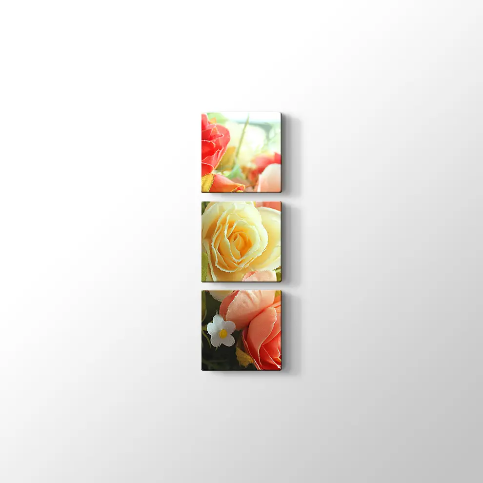 Rengarenk Güller Kanvas Tablo