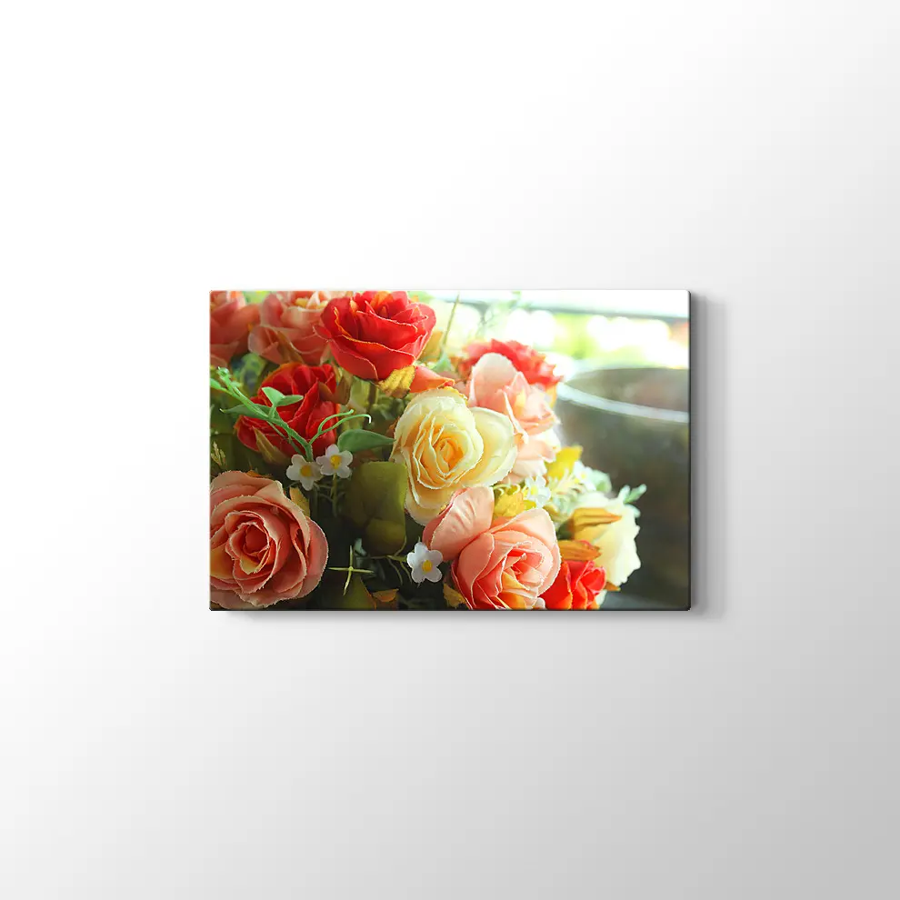 Rengarenk Güller Kanvas Tablo
