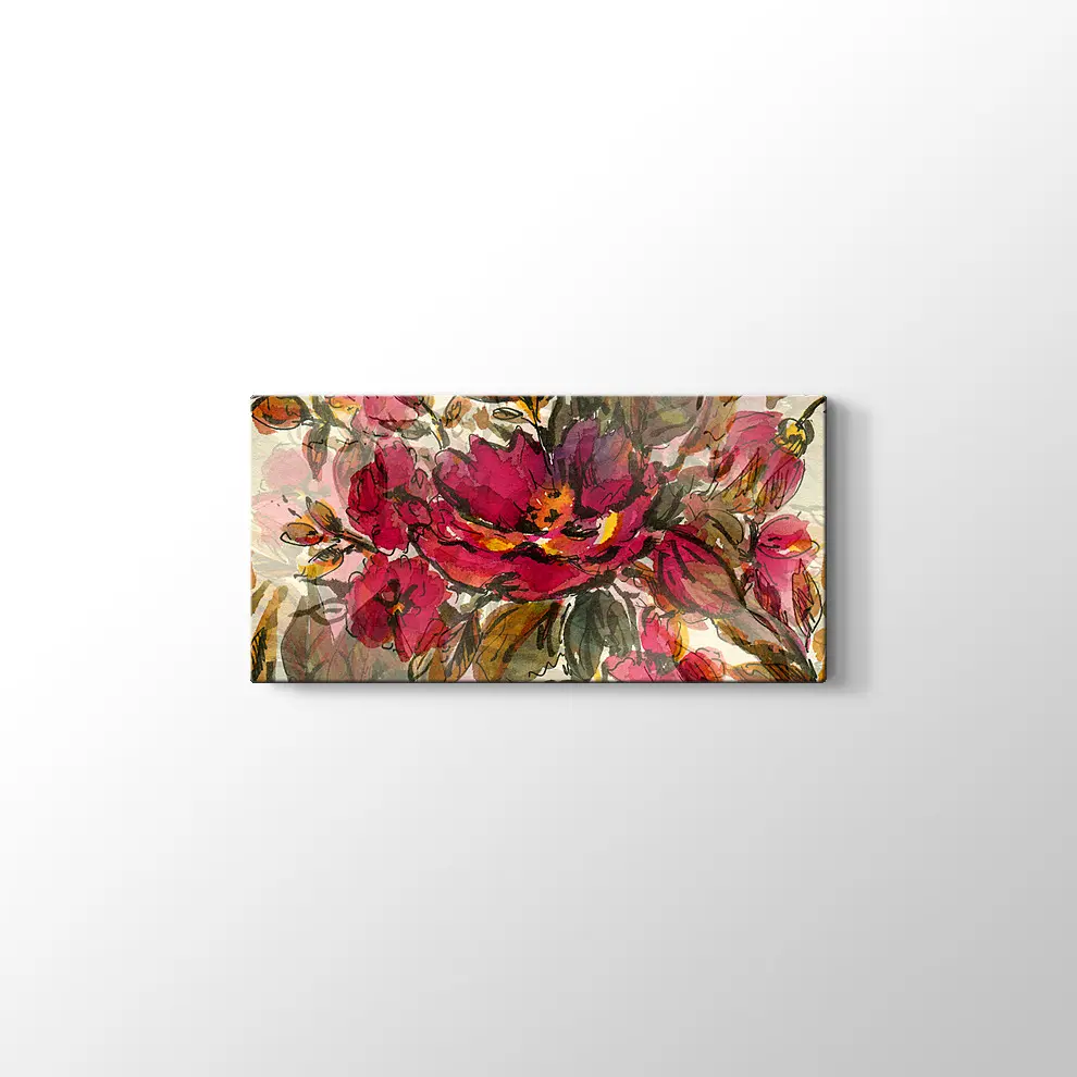 Kırmızı Çiçekler Kanvas Tablo