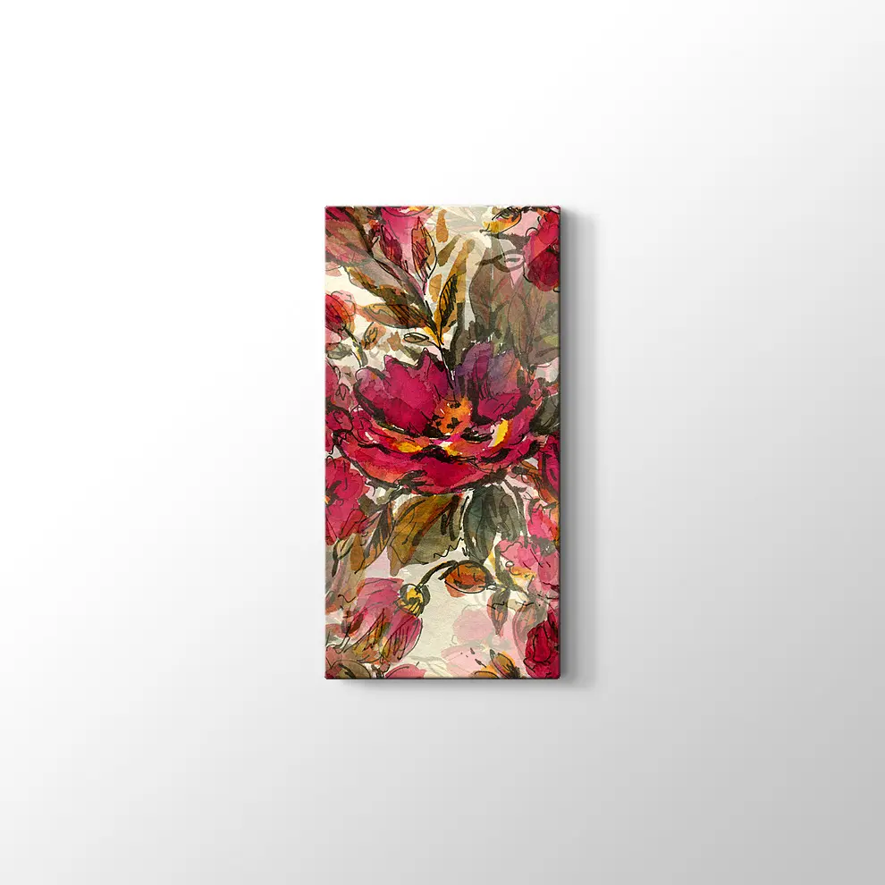 Kırmızı Çiçekler Kanvas Tablo