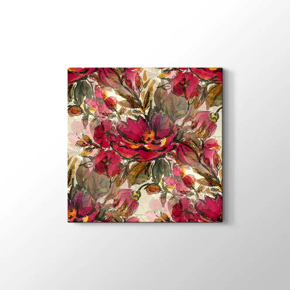 Kırmızı Çiçekler Kanvas Tablo