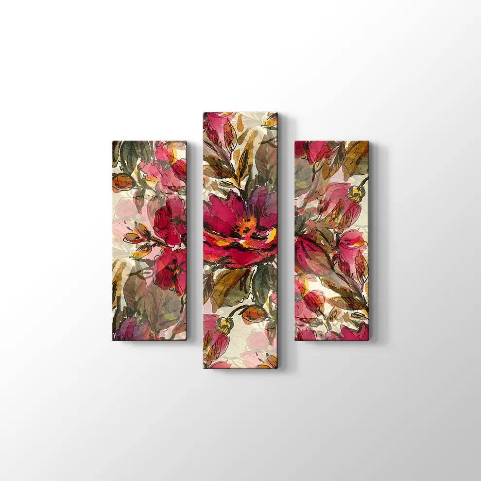 Kırmızı Çiçekler Kanvas Tablo