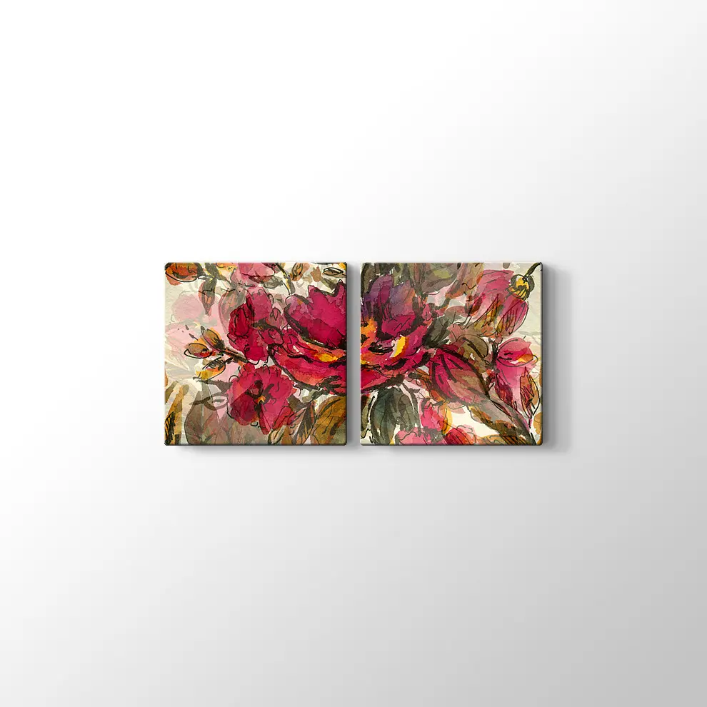 Kırmızı Çiçekler Kanvas Tablo