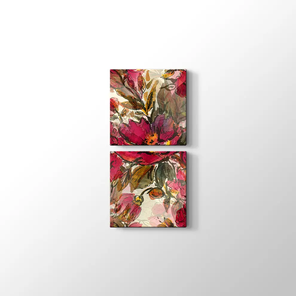 Kırmızı Çiçekler Kanvas Tablo