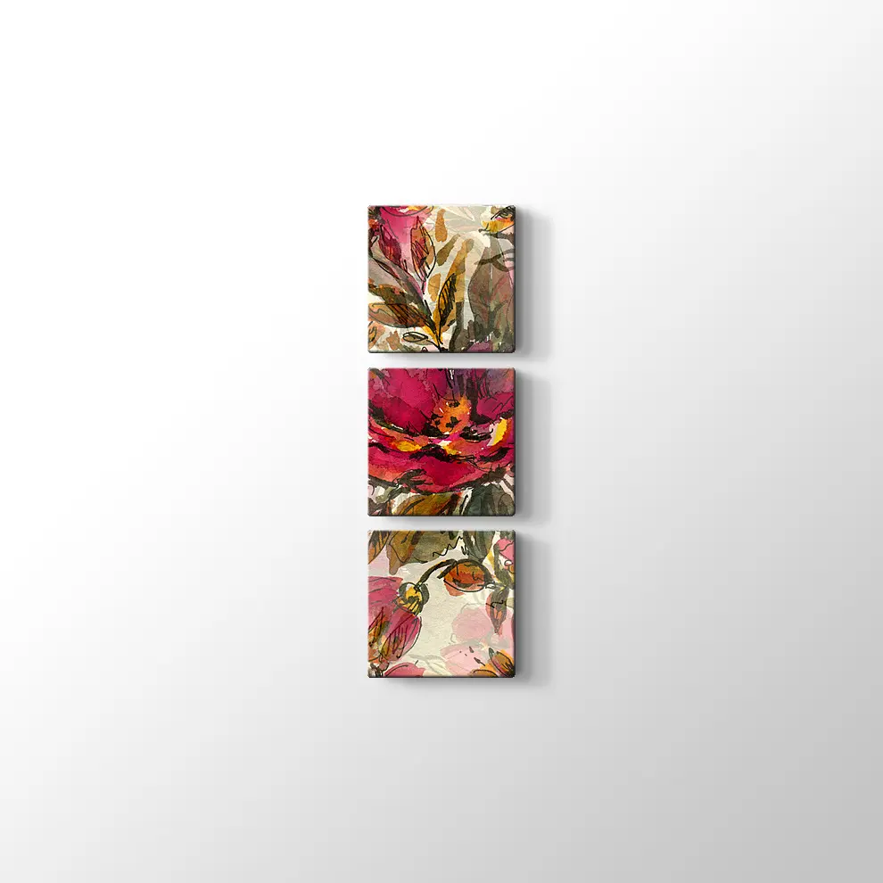 Kırmızı Çiçekler Kanvas Tablo