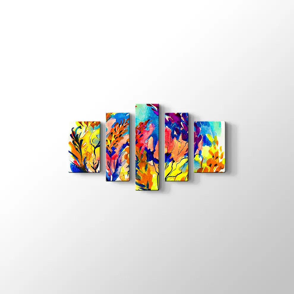 Rengarenk Sümbüller Kanvas Tablo