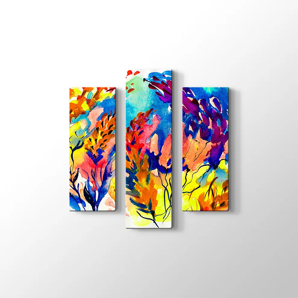 Rengarenk Sümbüller Kanvas Tablo